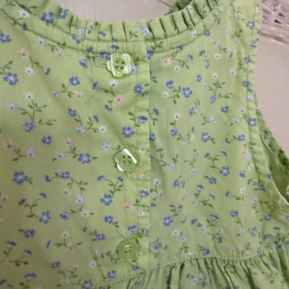 Green Floral Pocket Sleeveless Casual Dress for Girls - Picture 3 of 7
